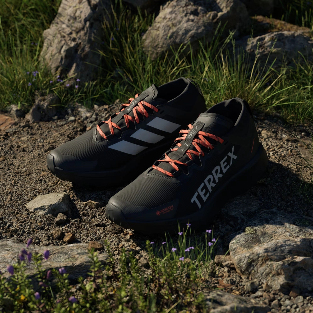 Stable Ergonomic Sole Adidas Terrex Agravic Gtx Trail Running Shoe Core Black / Grey / Semi Impact Orange