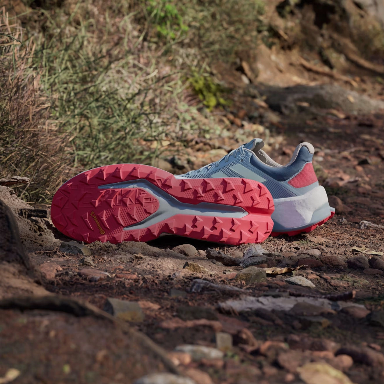 Adidas Terrex Soulstride Ultra Trail Running Shoes Magic Grey / Linen Green / Pure Ruby Easy Clean Cushioned