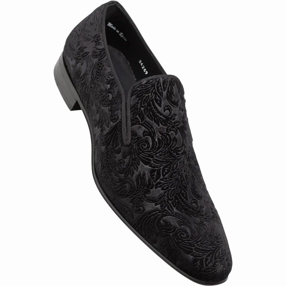 Travel Shoes Easy On Off Mezlan Men'S Travolta Embossed Velvet Evening Pump In Black