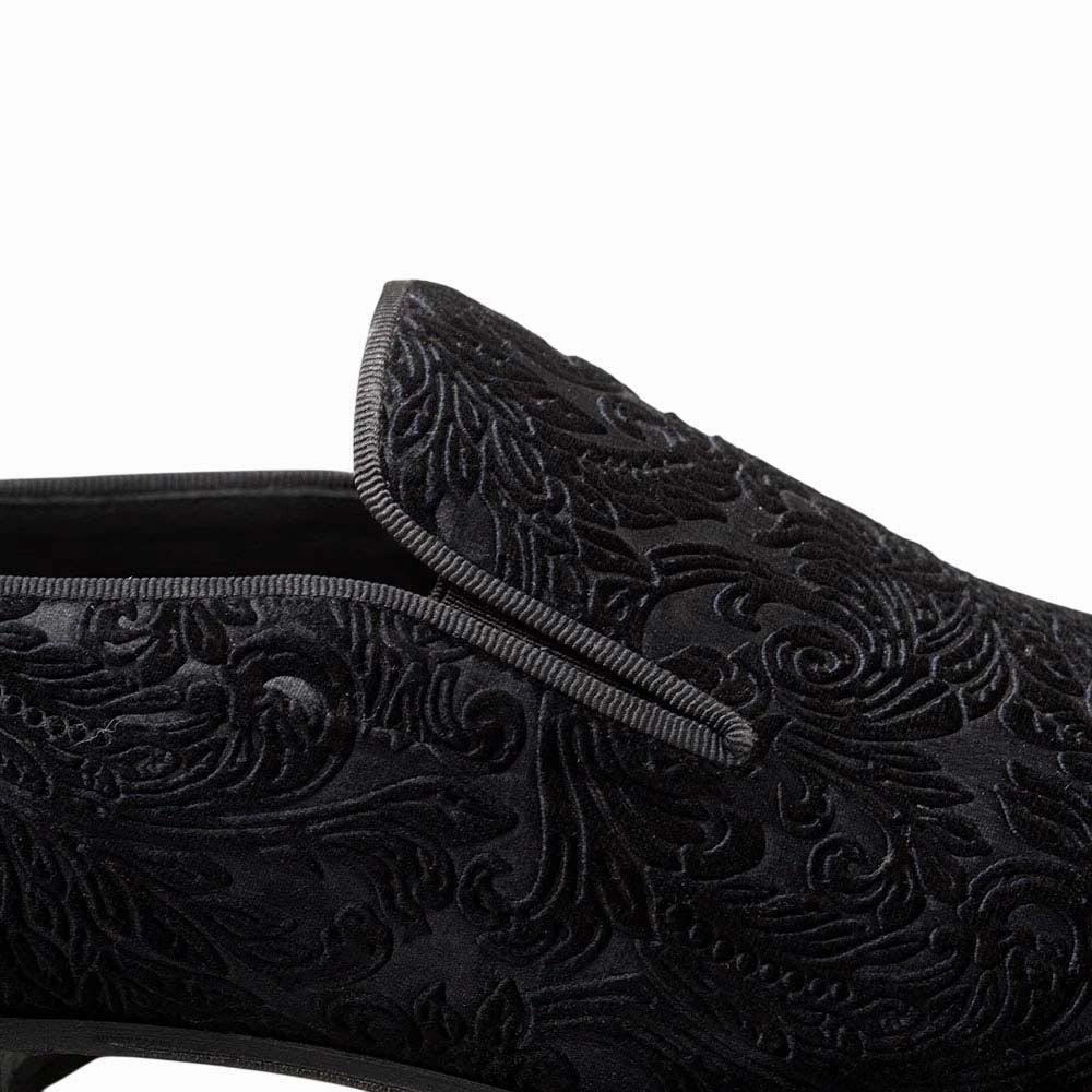 Mezlan Men'S Travolta Embossed Velvet Evening Pump In Black Stable Supportive
