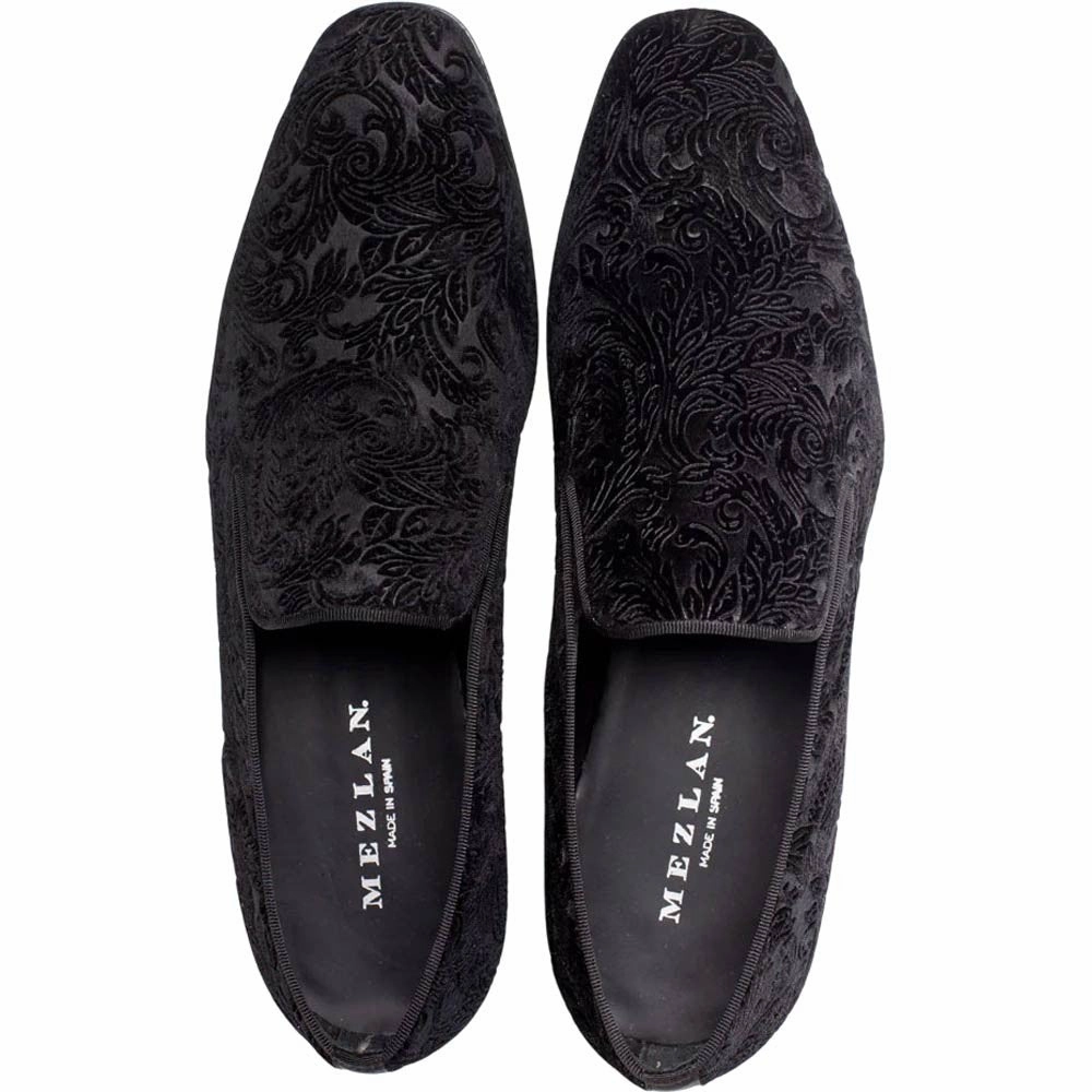 Mezlan Men'S Travolta Embossed Velvet Evening Pump In Black Daylong Comfort