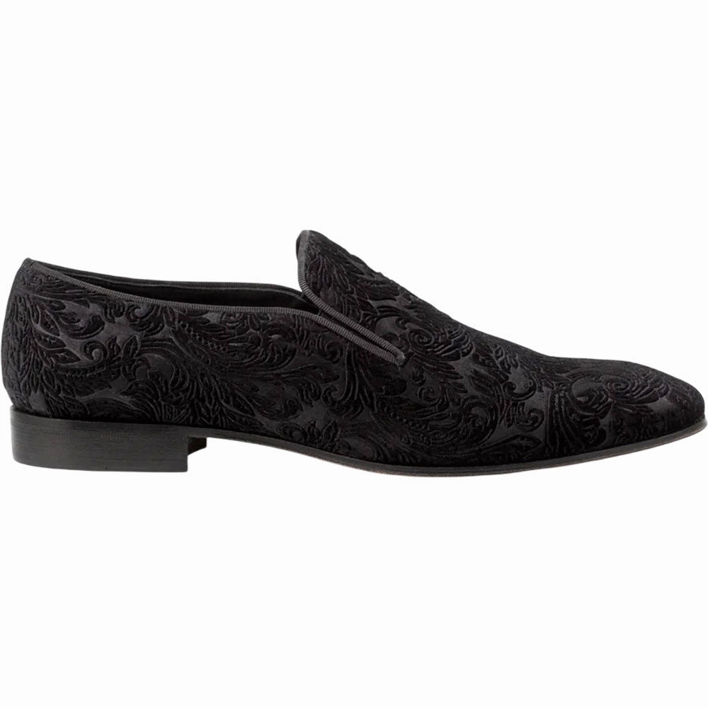 Memory Foam Unisex Shoes Mezlan Men'S Travolta Embossed Velvet Evening Pump In Black