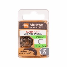 Mustad Curved Wide Gap Dry Fly Hook 1X Strong 2X Short Barbless Forged Straight TitanX 25 Pack