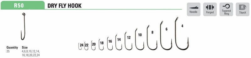 Mustad Dry Fly Hook 94840 Standard Forged Down Eye TitanX 25 Pack