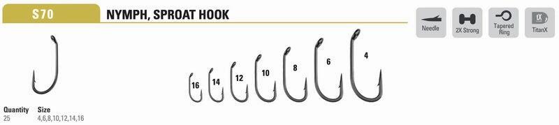 Mustad Nymph Hook 3399 Sproat Bend 2XH Down Eye TitanX 25 Pack