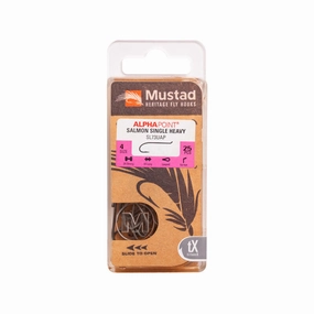 Mustad Salmon Single 36890 2XH 3XL Forged Looped Up Eye TitanX 25 Pack