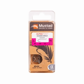 Mustad Salmon Single Low Water 3XL Forged Looped Up Eye TitanX 25 Pack