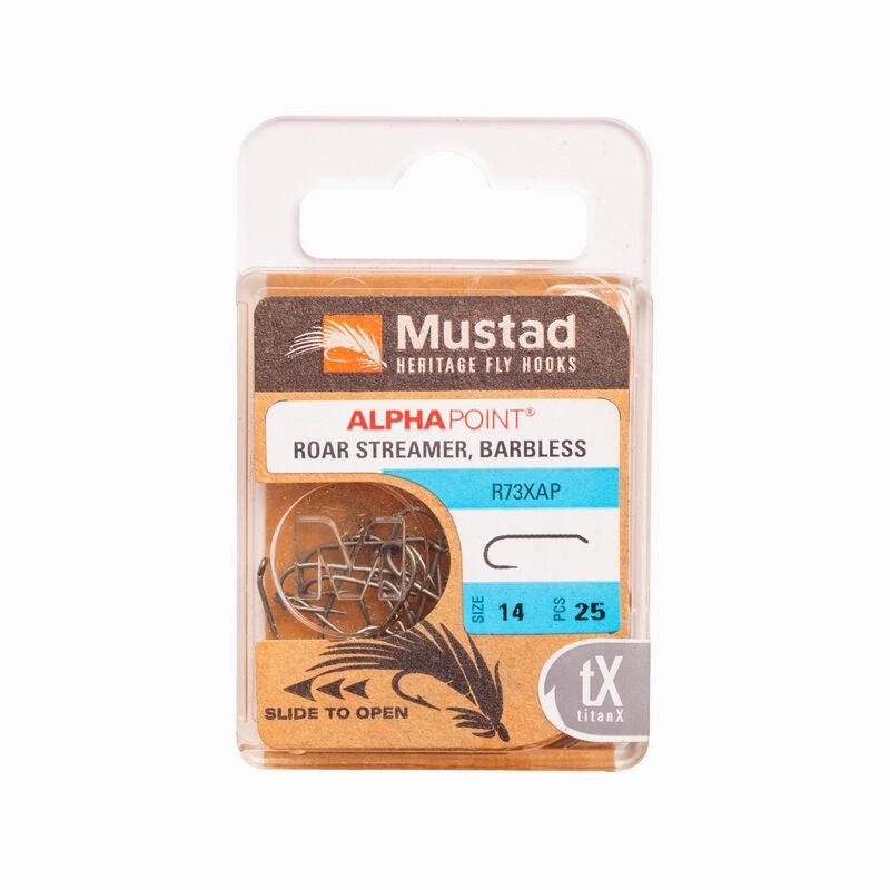 Mustad Streamer Hook 9671 2XH 3XL Barbless Forged Down Eye TitanX 25 Pack