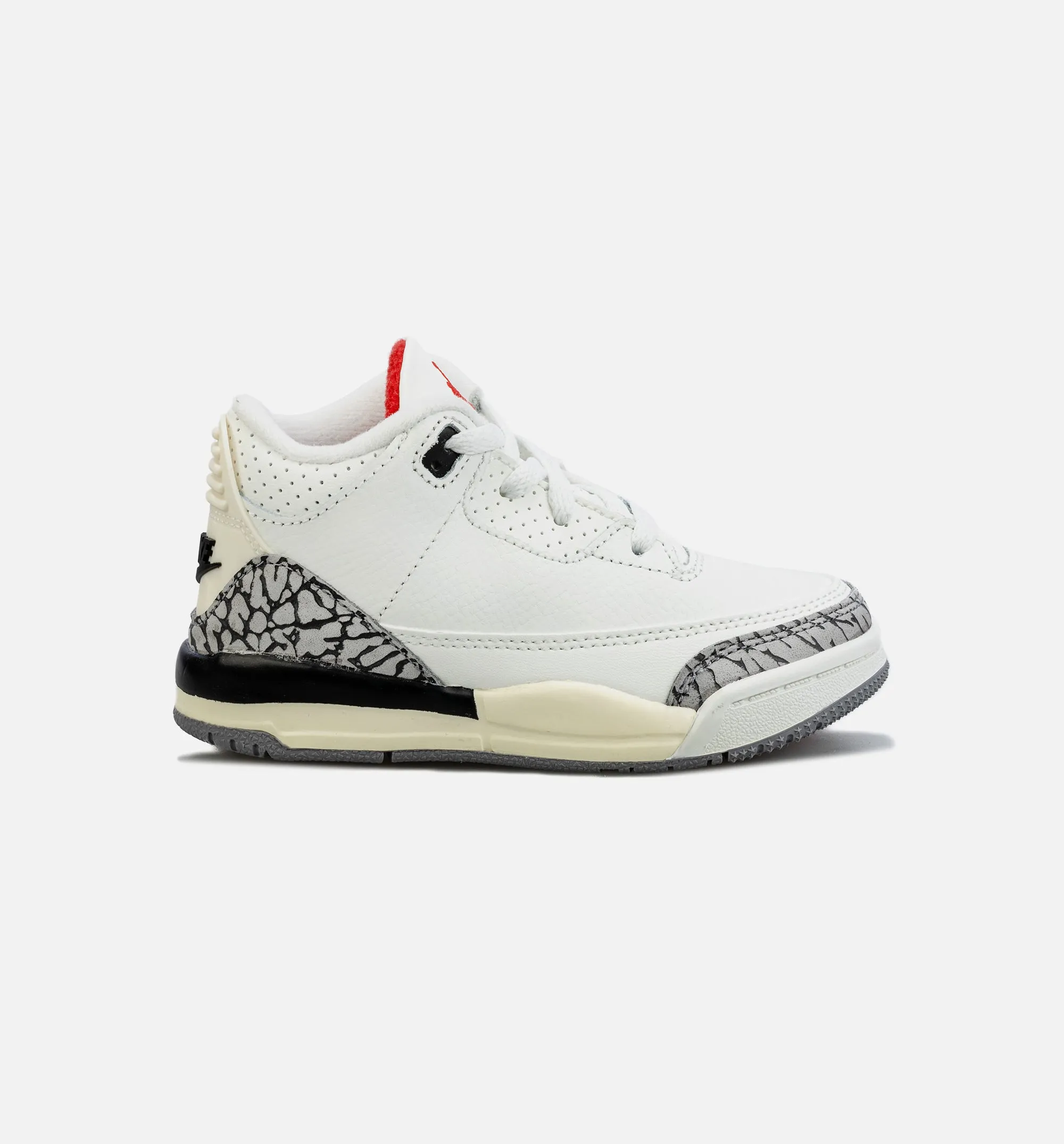 Minimalist Air Jordan 3 Retro White Cement Reimagined Infant Toddler Lifestyle Shoe - White/Red/Grey