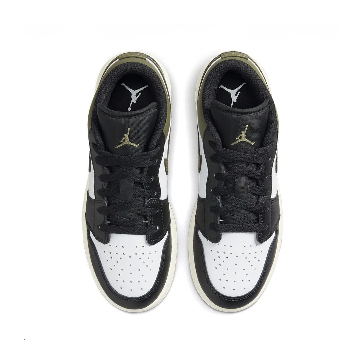 Easy On Off Kids Air Jordan 1 Low 'Black Toe Medium Olive'