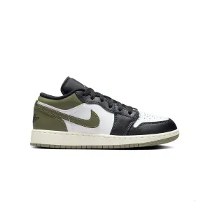 Kids Air Jordan 1 Low 'Black Toe Medium Olive' Supportive Stylish Footwear