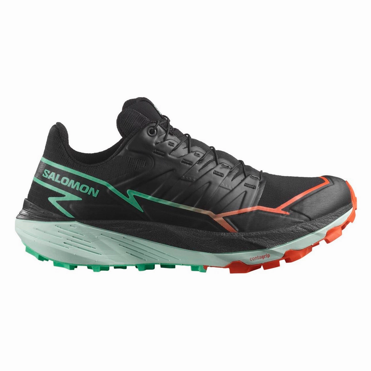 Salomon Thundercross | Black / Cherry Tomato / Electric Green | Womens Stable