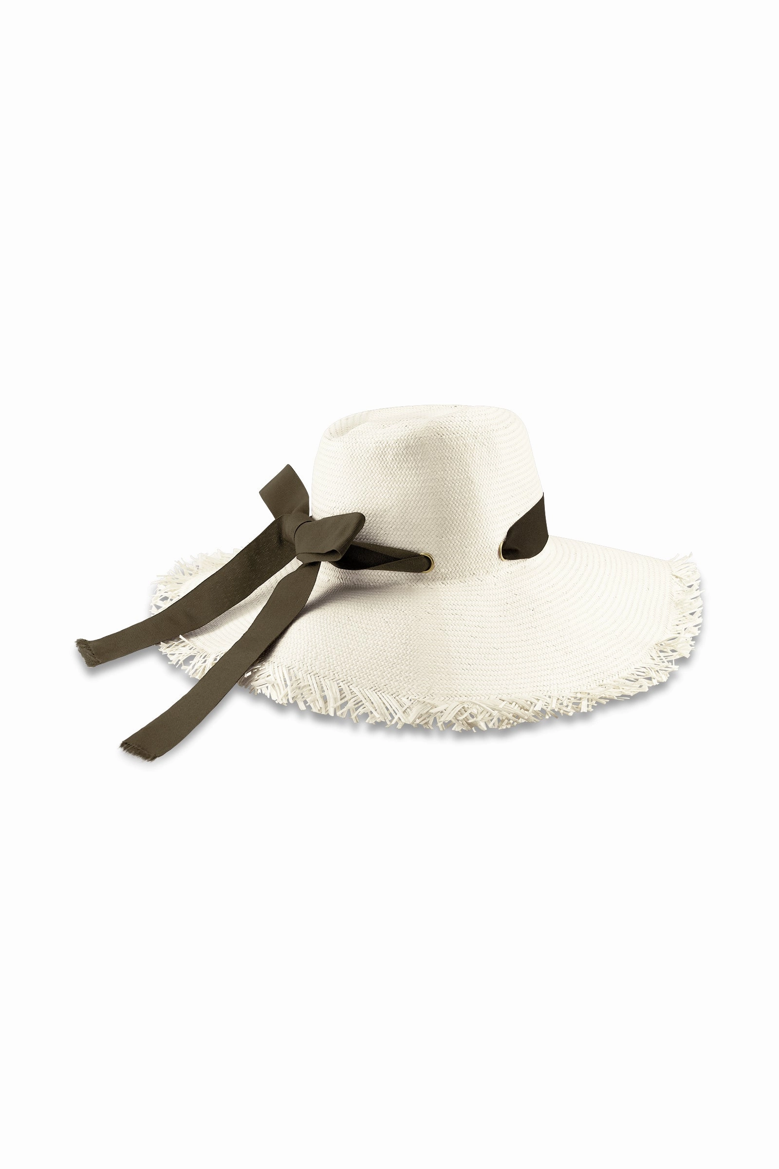 Nassau Shantung Straw Frayed Sun Hat | Dark Brown