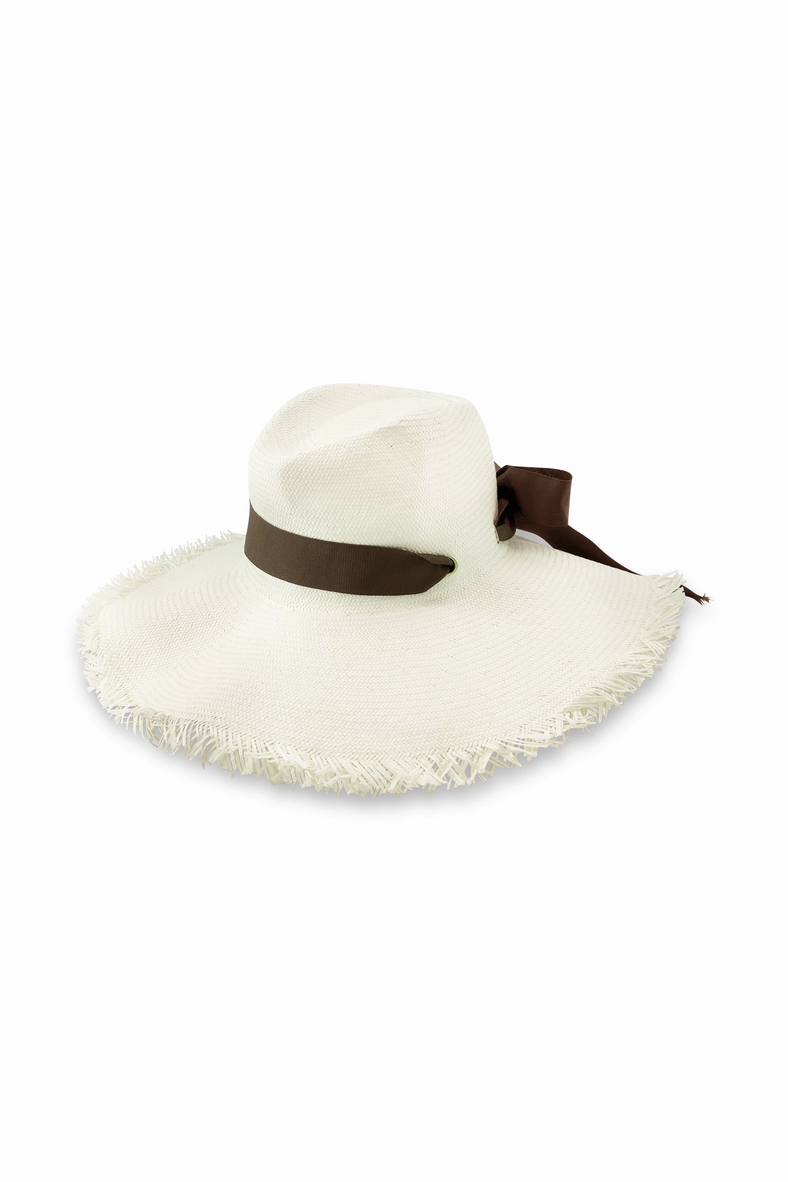 Nassau Shantung Straw Frayed Sun Hat | Dark Brown