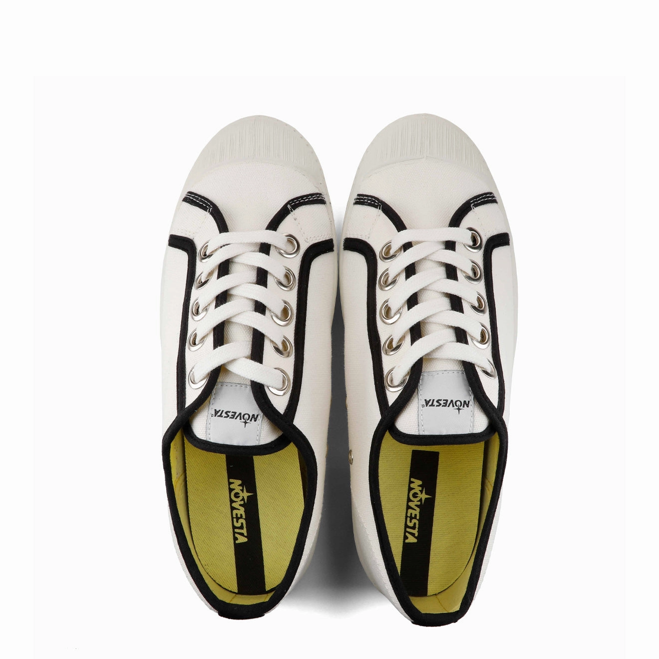 Comfort Heel Comfortable Footwear Novesta Womens Star Master Trainer Contrast Piping 10 White 60 Black / 110 White