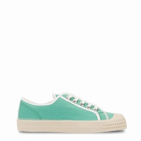 Statement Footwear Supportive Shoes Novesta Womens Star Master Trainer Contrast Piping 50 Green 10 White / 106 Ecru