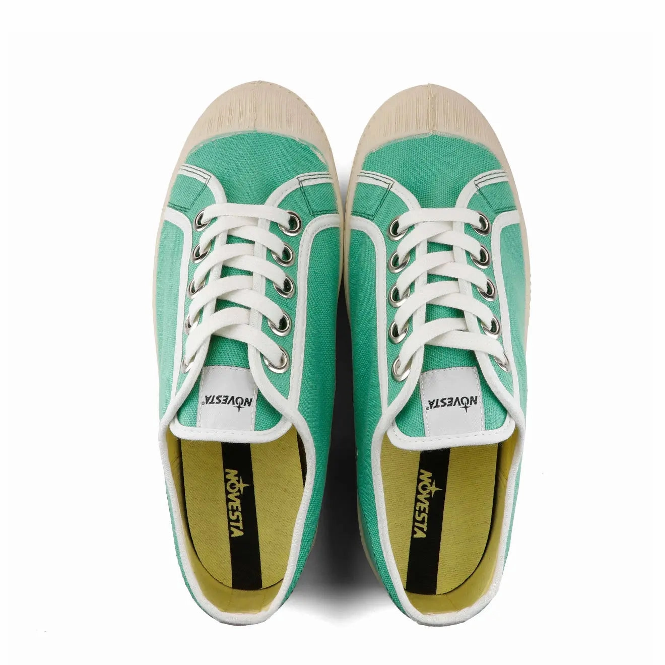 Everyday Footwear Cloud Comfort Novesta Womens Star Master Trainer Contrast Piping 50 Green 10 White / 106 Ecru
