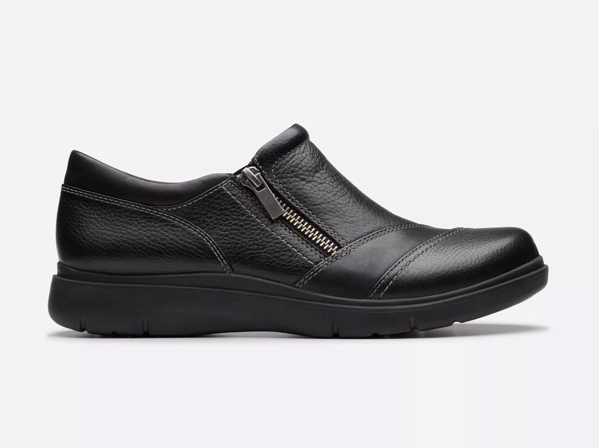 Clark'S Women'S Certina Pure Black Leather Easy On/Off Rugged