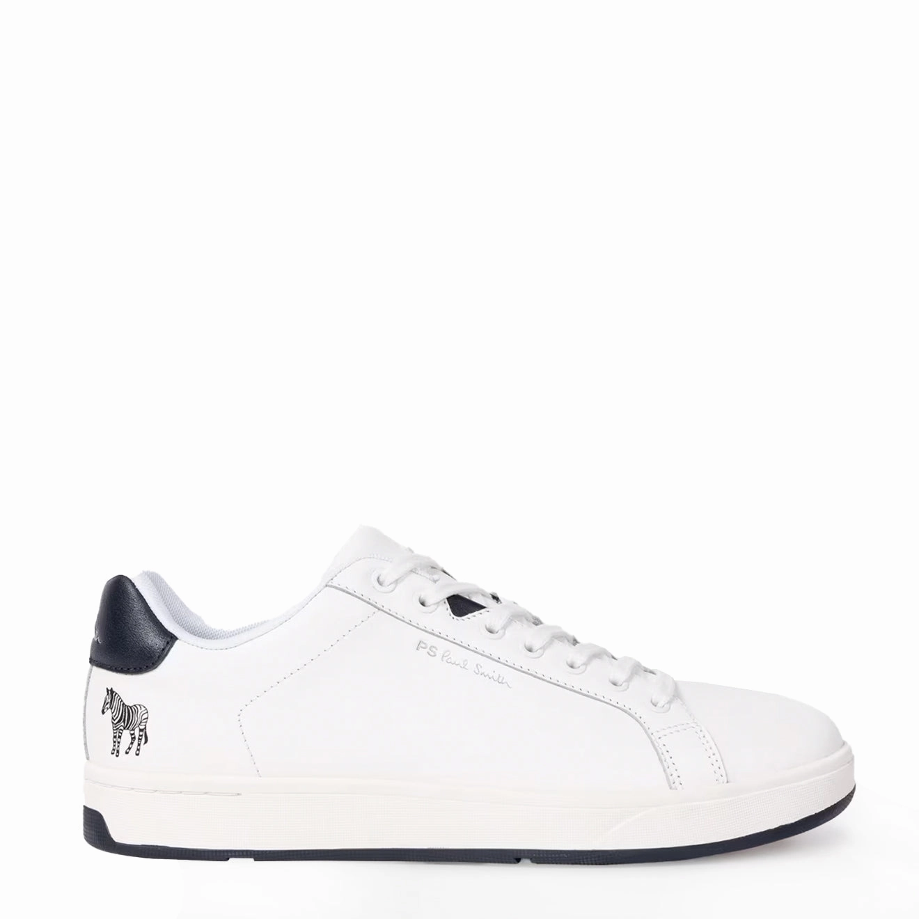 Machine Washable Paul Smith Albany Leather Zebra Trainers White