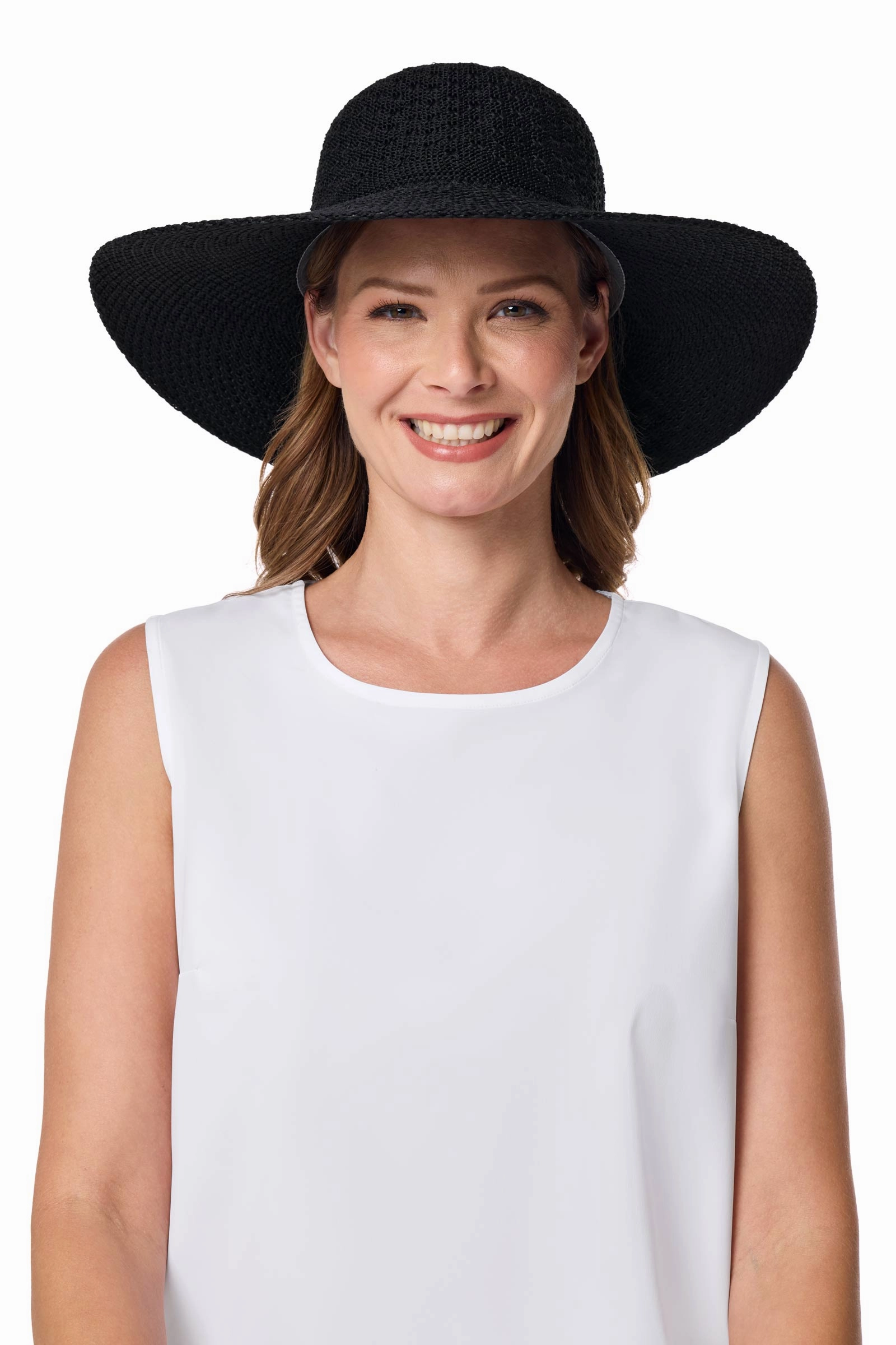 Perla Packable Wide Brim Hat | Black