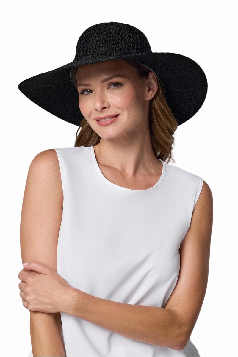 Perla Packable Wide Brim Hat | Black