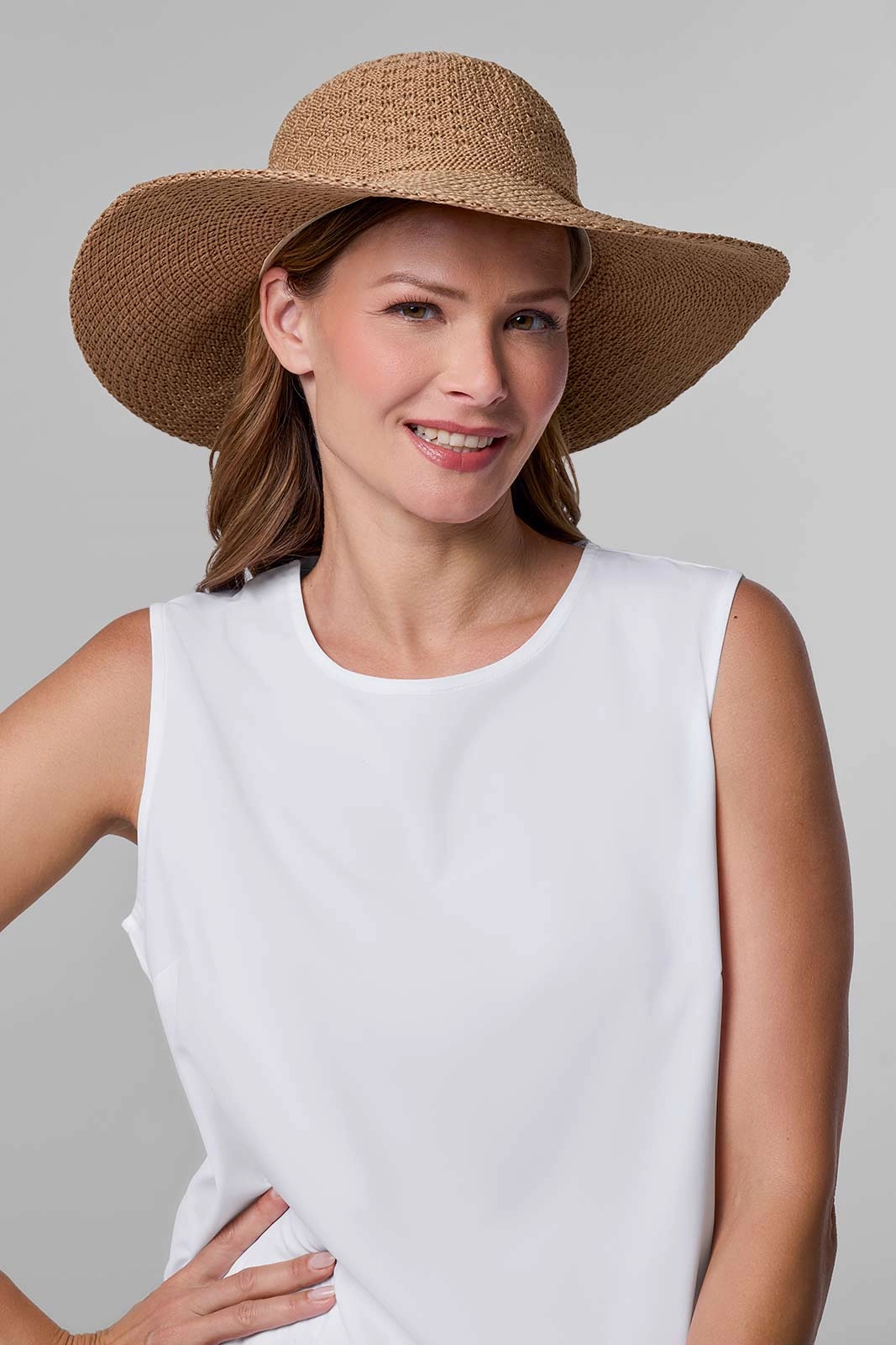 Perla Packable Wide Brim Hat | Tan
