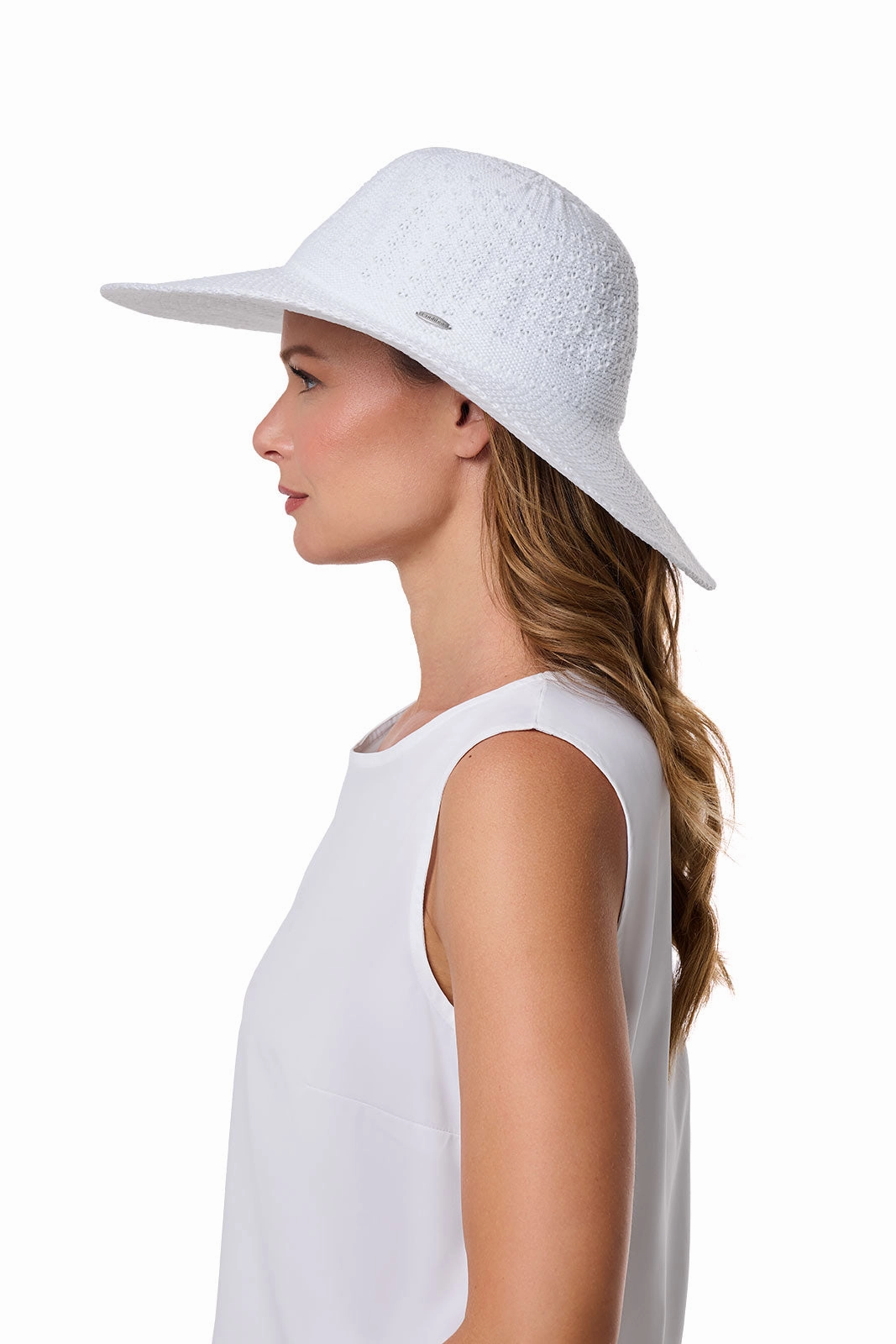 Perla Packable Wide Brim Hat | White