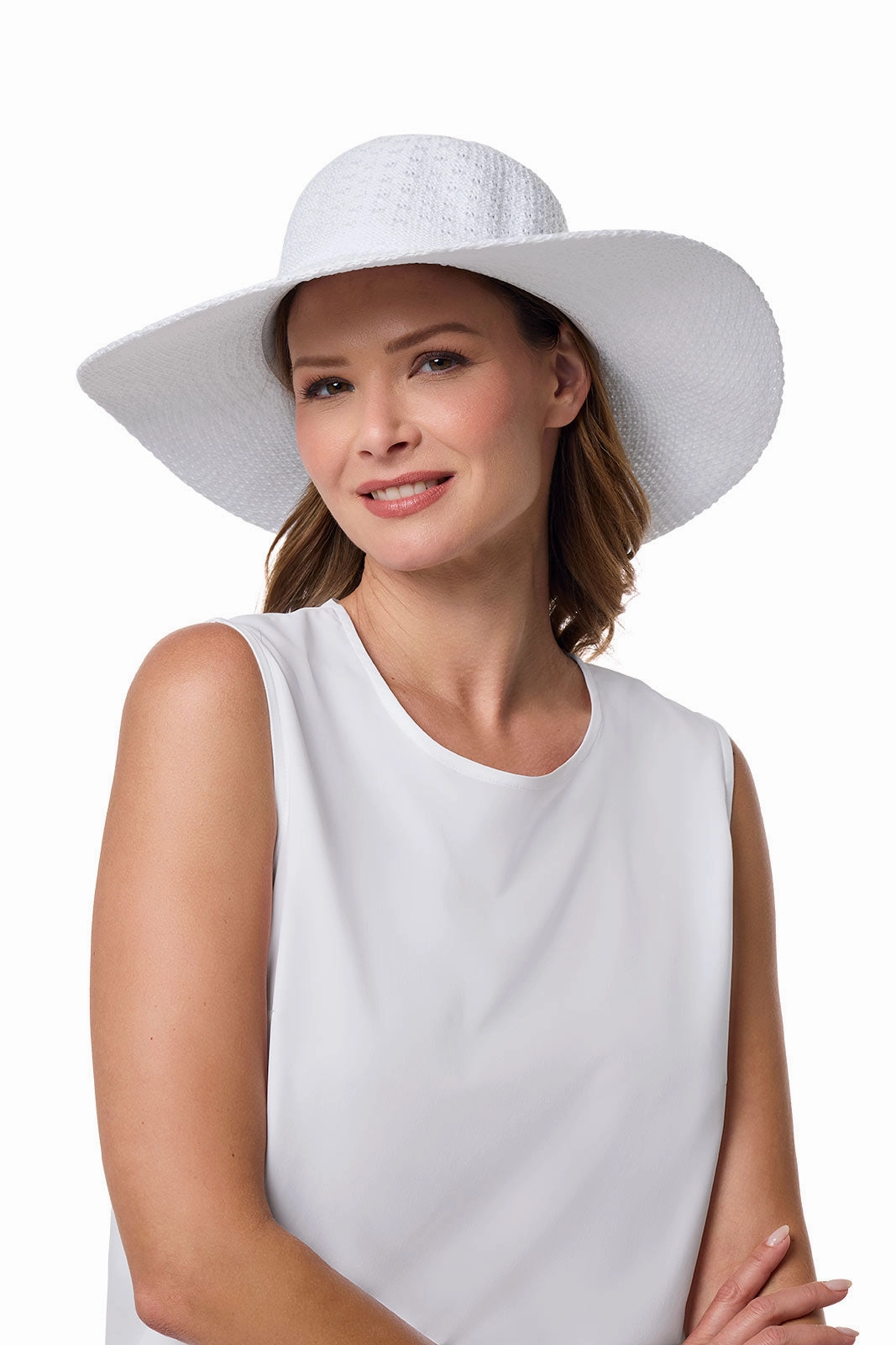 Perla Packable Wide Brim Hat | White