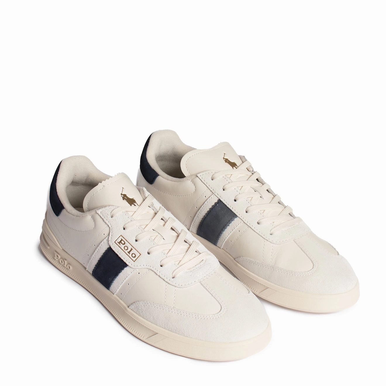 Wide Fit Polo Ralph Lauren Aera Trainers Low Top Lace Cream / Navy