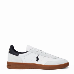 Polo Ralph Lauren Bedford Leather-Suede Trainer White / Black Pro Comfort