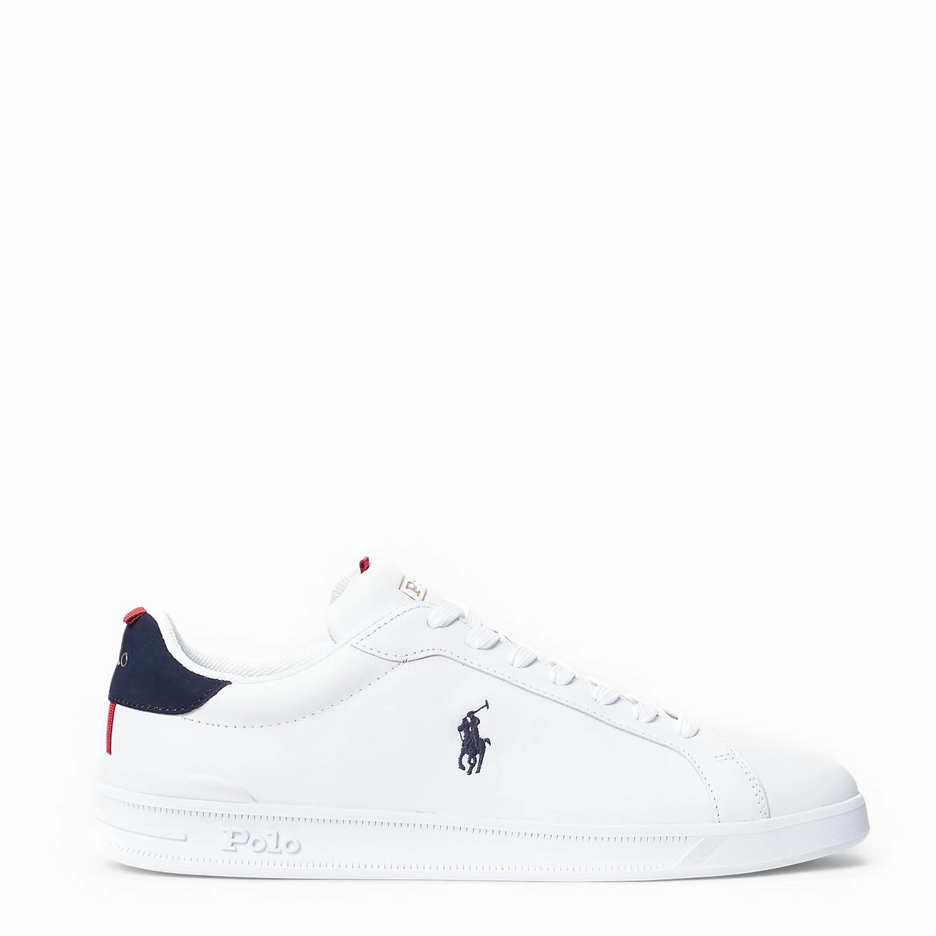 Polo Ralph Lauren Heritage Court Ii Leather Trainer White / Navy / Red Modern Classic Smart Casual Footwear