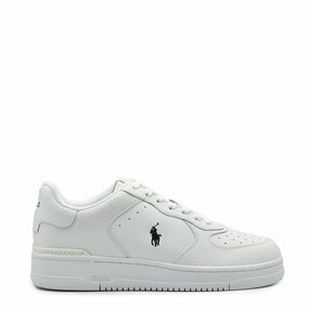 Polo Ralph Lauren Masters Court Leather Trainer White / Black Supportive Shoes Breathable