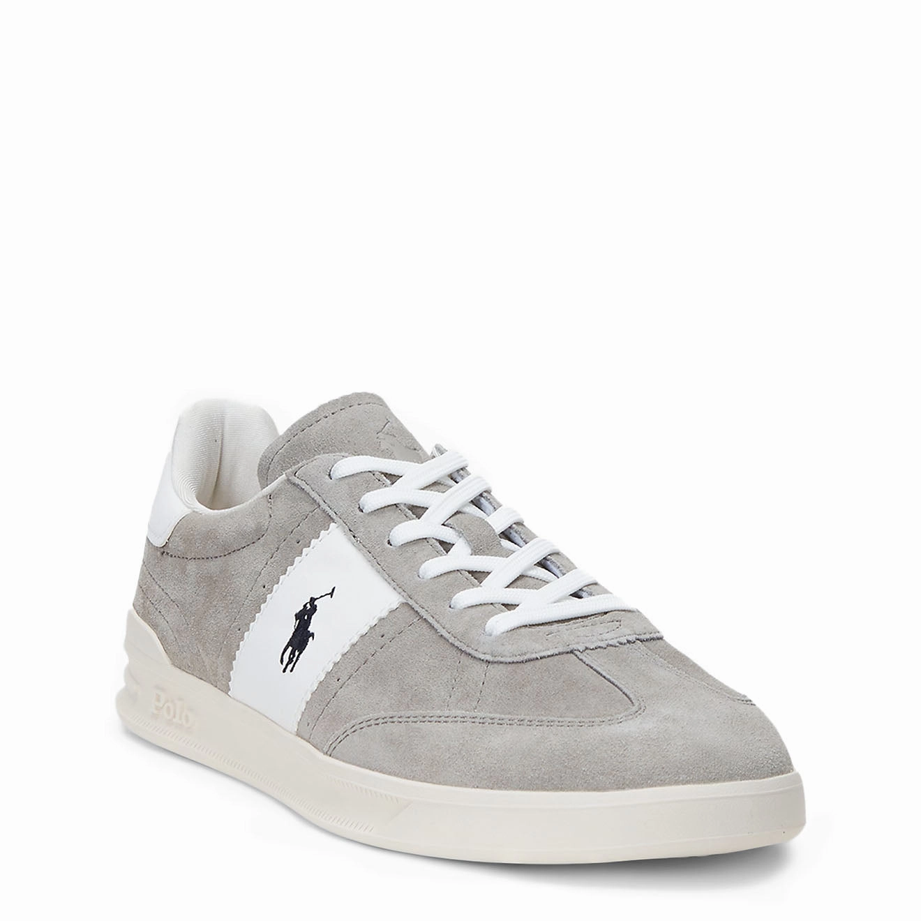 Polo Sport Heritage Aera Suede Trainers Earth Grey / Deckwash White All Day Support All Weather