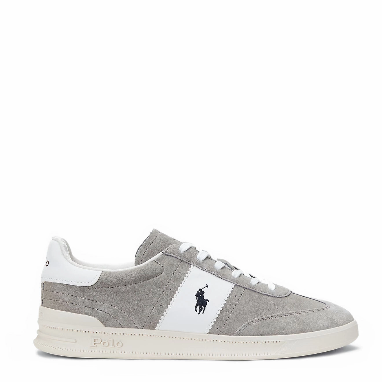 Polo Sport Heritage Aera Suede Trainers Earth Grey / Deckwash White Versatile Footwear