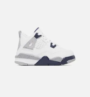 Air Jordan 4 Retro Midnight Navy Infant Toddler Lifestyle Shoe - White/Blue Comfort Sole Streetwear Footwear