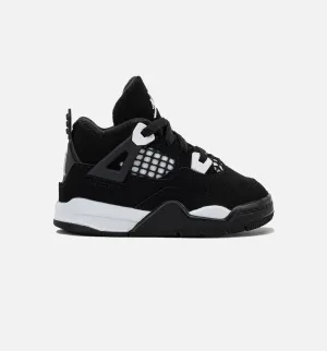 Weather Resistant Air Jordan 4 Retro White Thunder Infant Toddler Lifestyle Shoe - Black/White/Black