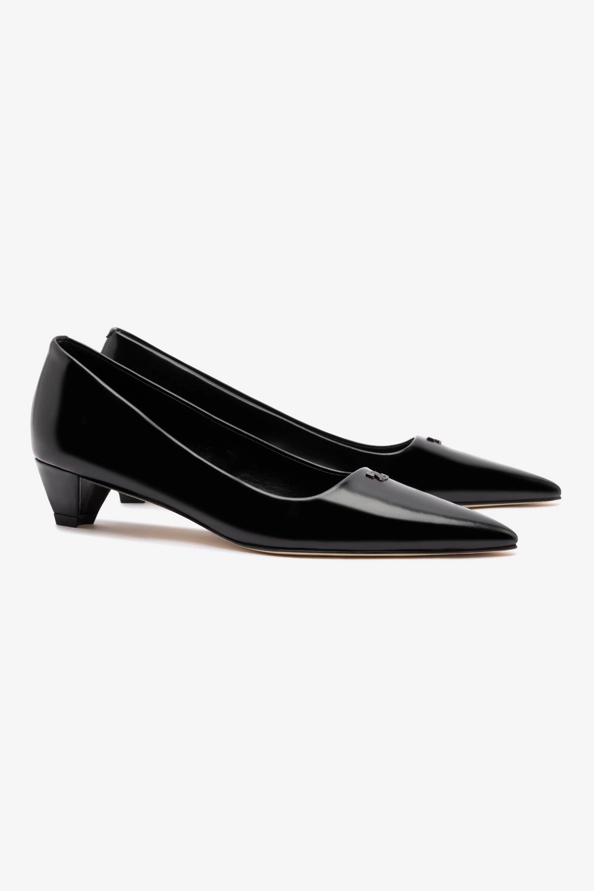 Ruth Pump In Black Box Leather Minimalist