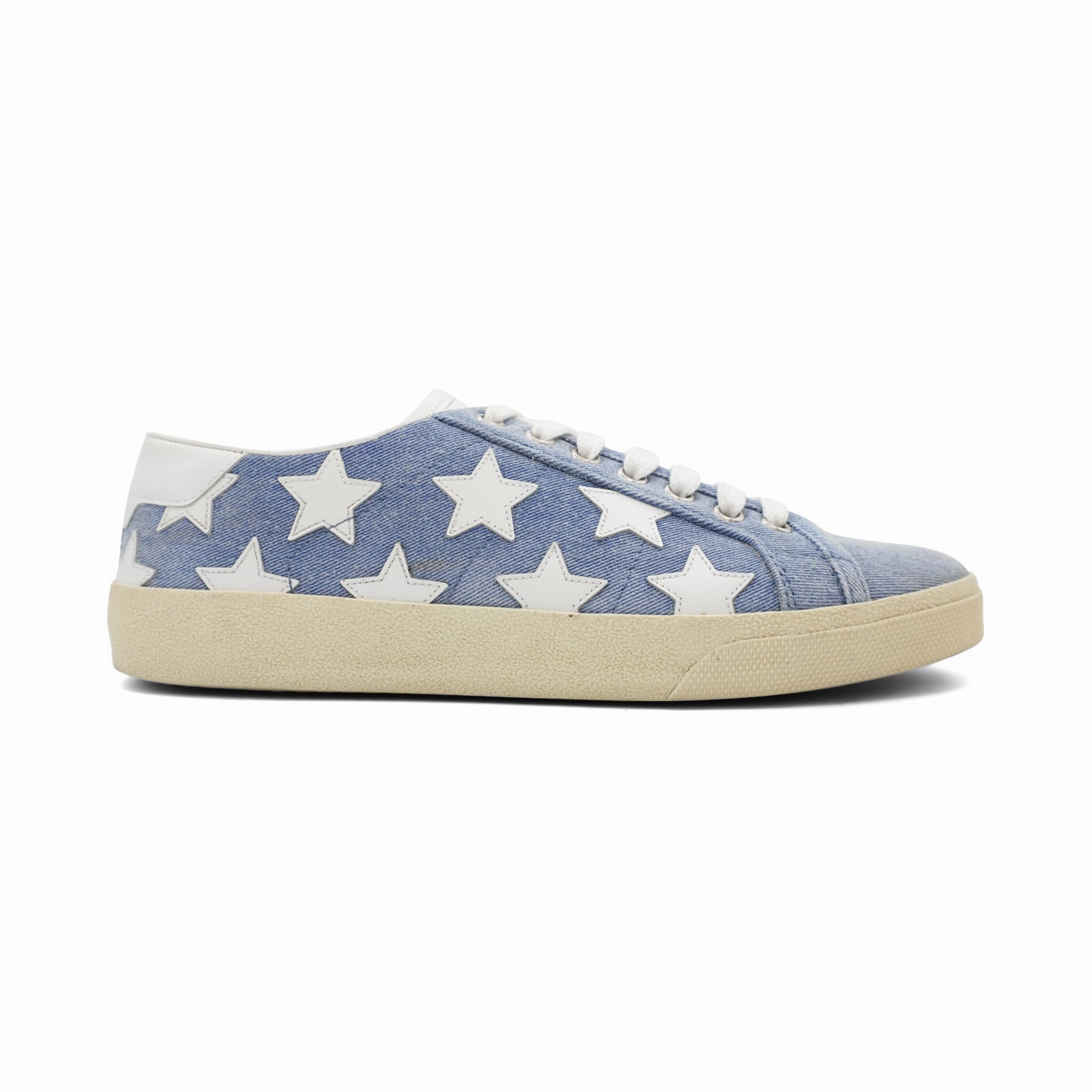 Easy Clean Weather Resistant Saint Laurent 'Court Classic' Denim Star Sneakers - Women'S 38