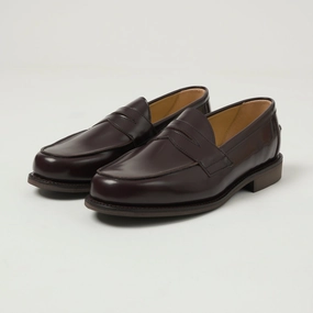 Sanders Butt Seam Loafer Shoe - Burgundy Polishing Leather Comfort Heel