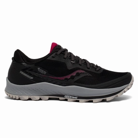 Shock Absorbing Saucony Peregrine 11 Gtx Womens | Black/Cherry