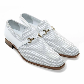 Streetwear Footwear Corrente Wow White Suede And Calfskin Woven Slip-On Loafer For Men