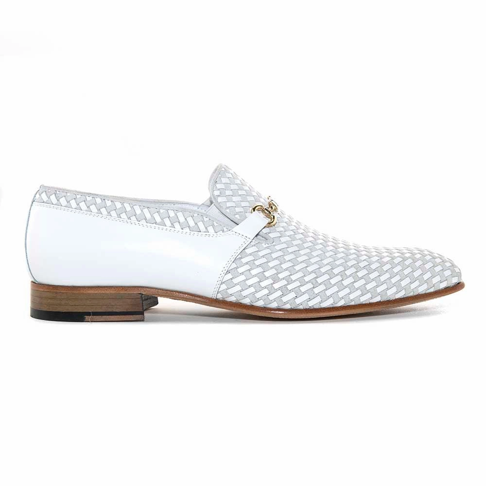 Moisture Wicking Versatile Style Corrente Wow White Suede And Calfskin Woven Slip-On Loafer For Men