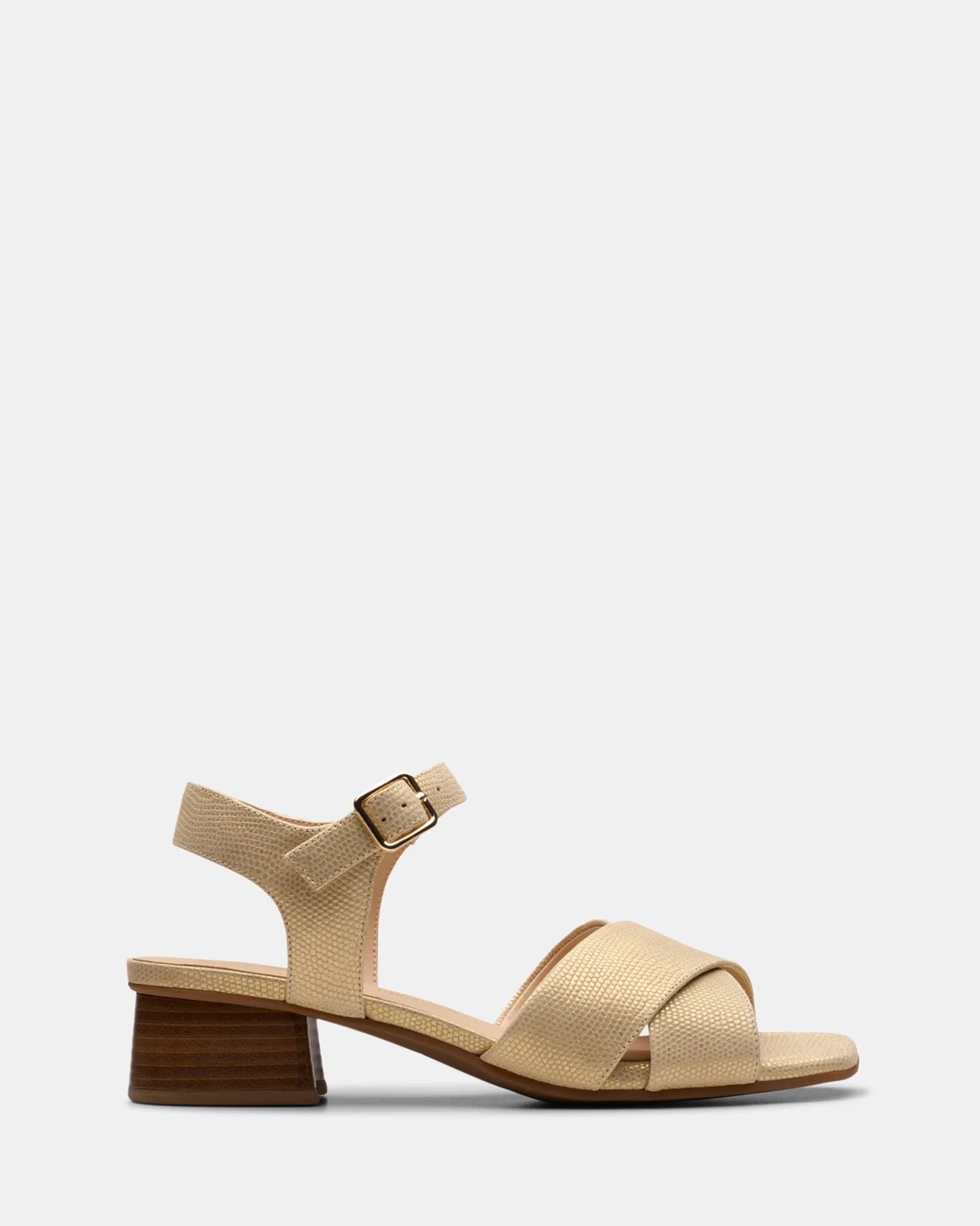 Serina35 Cross Gold Leather Flat Feet Shoes Relaxed Fit Footwear