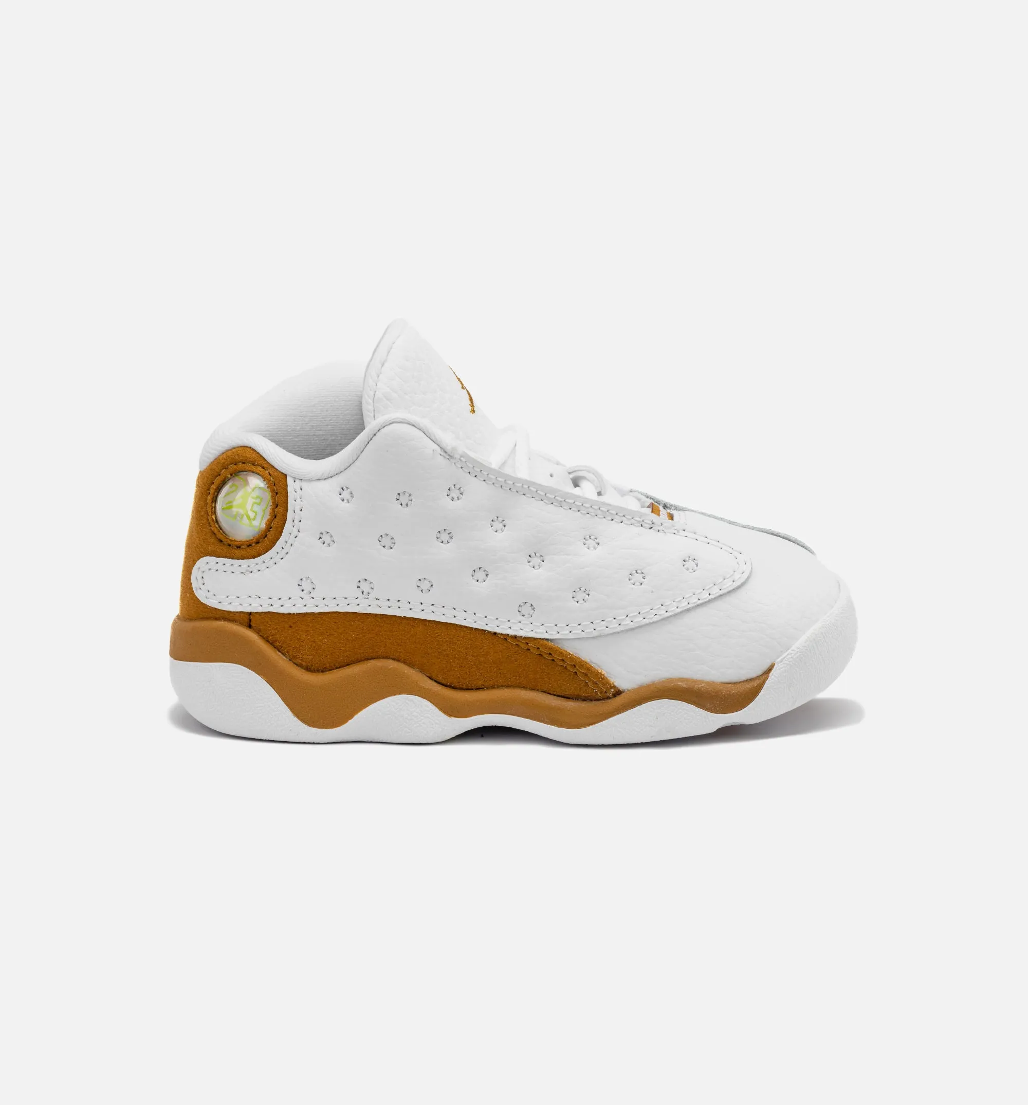 Standing Comfort Air Jordan 13 Retro Wheat Infant Toddler Lifestyle Shoe - White/Wheat