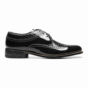 Stacy Adams Dayton Black Patent & Snakeskin Print Lace-Up Oxfords Ergonomic Stable