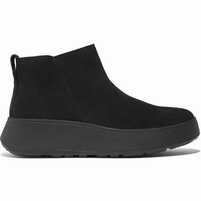 Classic Footwear Comfort Technology Fitflop | Women Boots | Wf Mode Suede Flatform Zip Ankle Boots All Black | Black