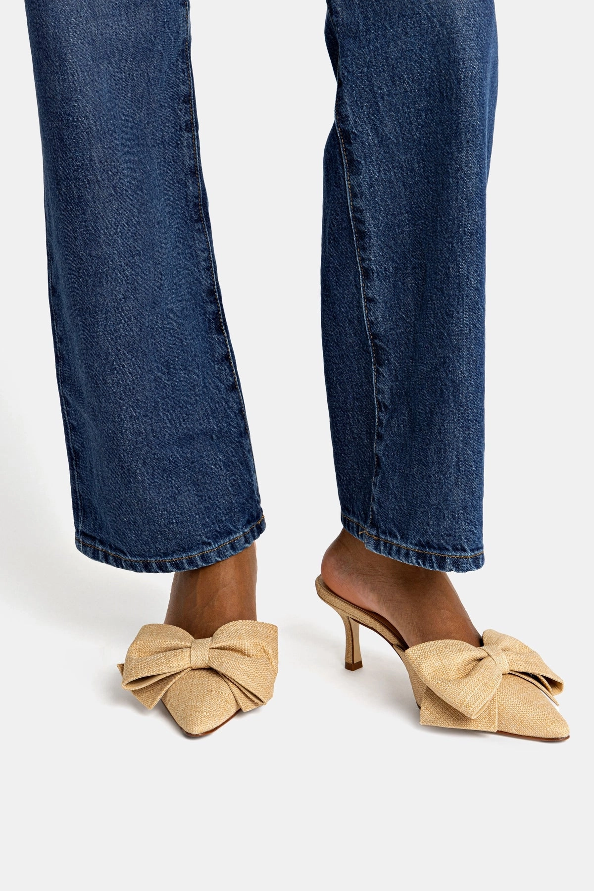 Mini Elle Pump In Beige Raffia Machine Washable