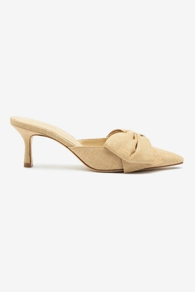 Mini Elle Pump In Beige Raffia Rugged Sole