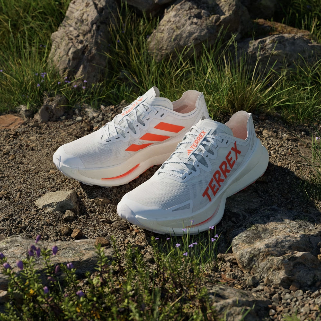 Orthotic Friendly Adidas Terrex Agravic Speed Ultra Trail Running Shoes Ultra Cloud White / Impact Orange / Dash Grey