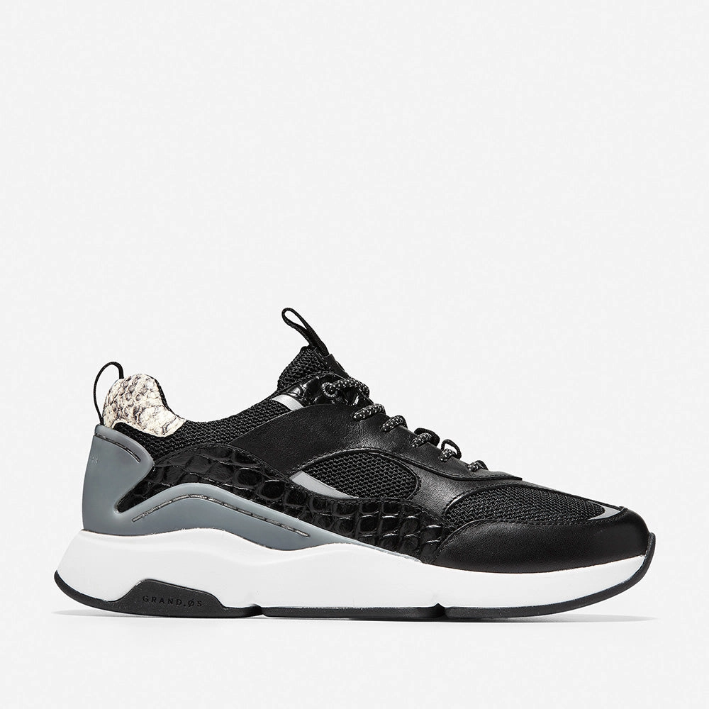 Water Resistant Cole Haan Zer?grand City Trainer Black/Croc Print/Optic White